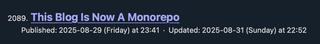 A screenshot showing the new display of the updated date in post lists.
