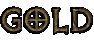 An image of the word "gold" rendered in the D2 font using the iconic gold color.