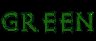 An image of the word &quot;green&quot; rendered in the D2 font using the iconic green color.