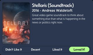A review made with quickreviews.app, telling you that I loved the Stellaris Soundtrack from 2016, by Andreas Waldetoft. Here